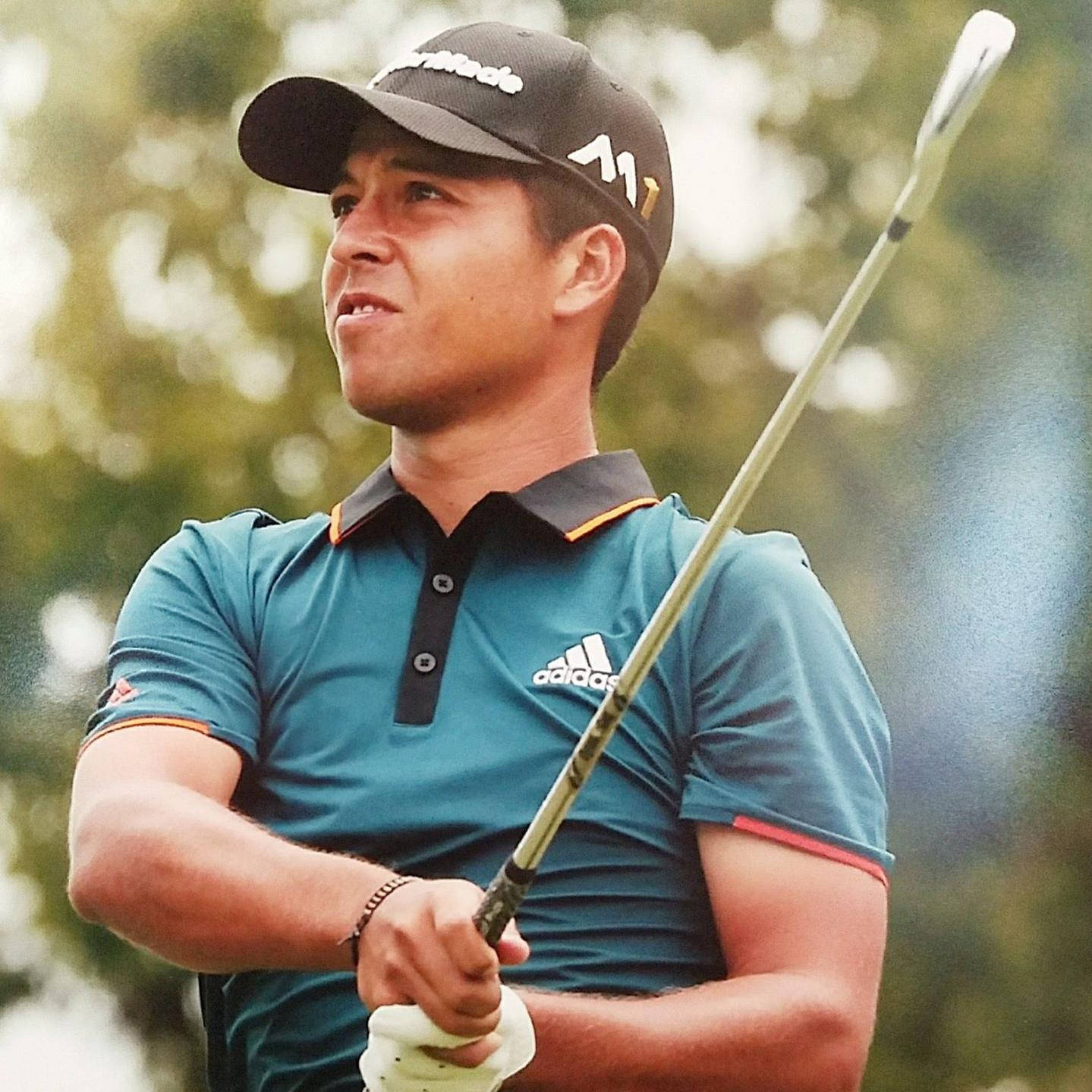 Xander Schauffele, teal adidas polo, black cap, HD Desktop Wallpaper