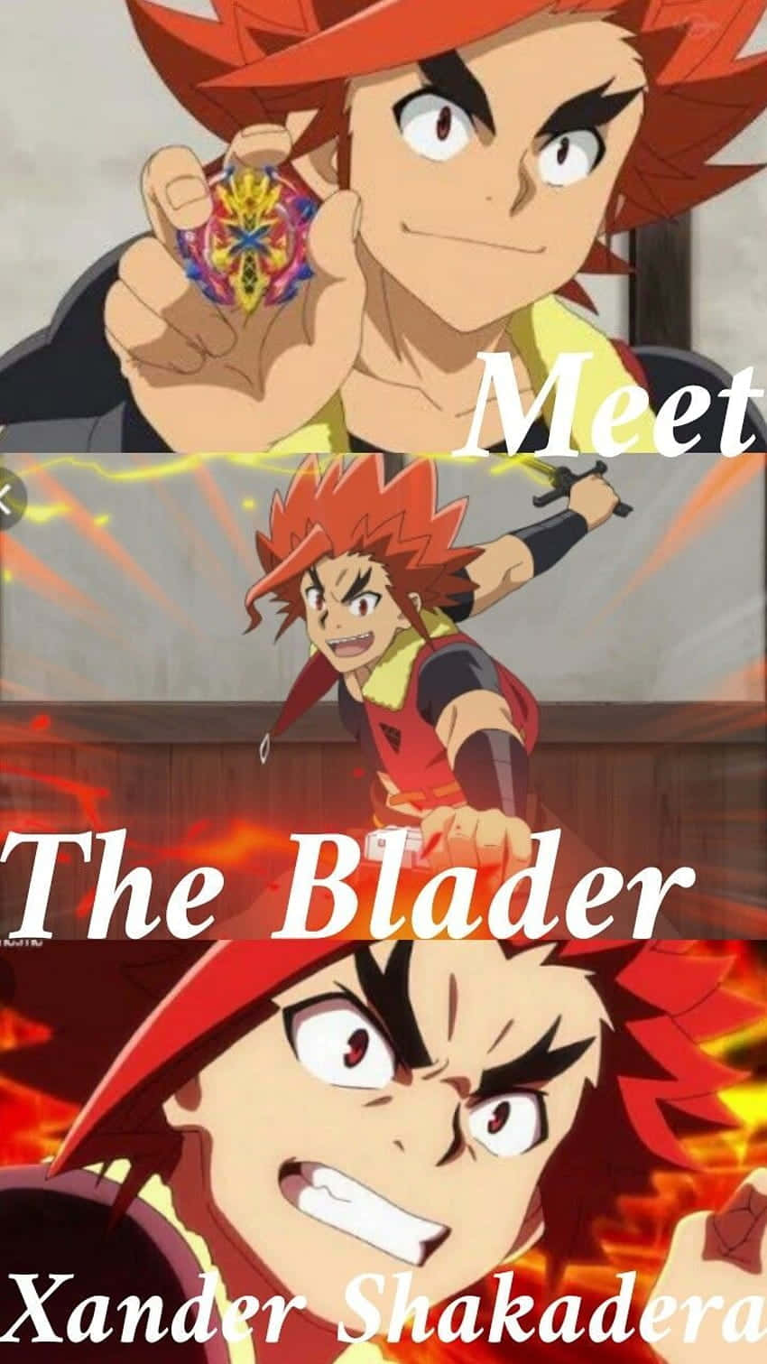 Xander Shakadera, fiery-haired anime boy, spinning top, HD Phone Wallpaper