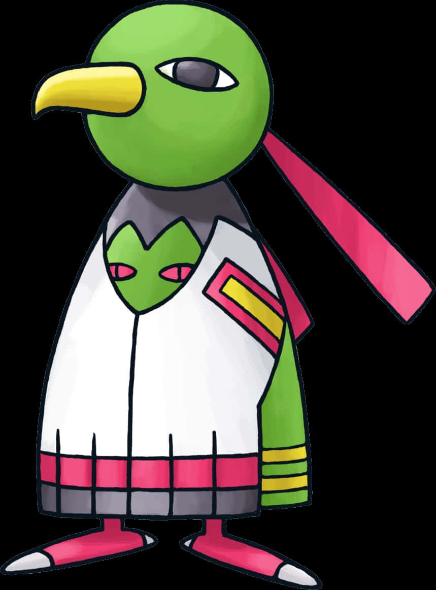 Xatu, green bird-like Pokémon, yellow beak, SD Phone Wallpaper