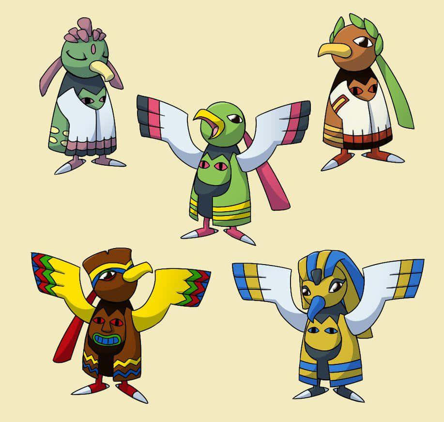 Xatu, tribal patterns, outstretched wings, SD Desktop Wallpaper