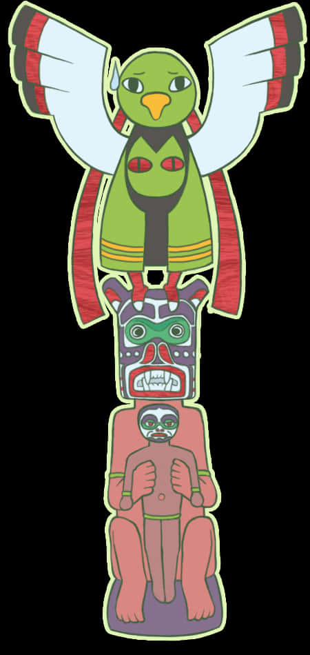 Xatu, totem pole, green bird, SD Phone Wallpaper