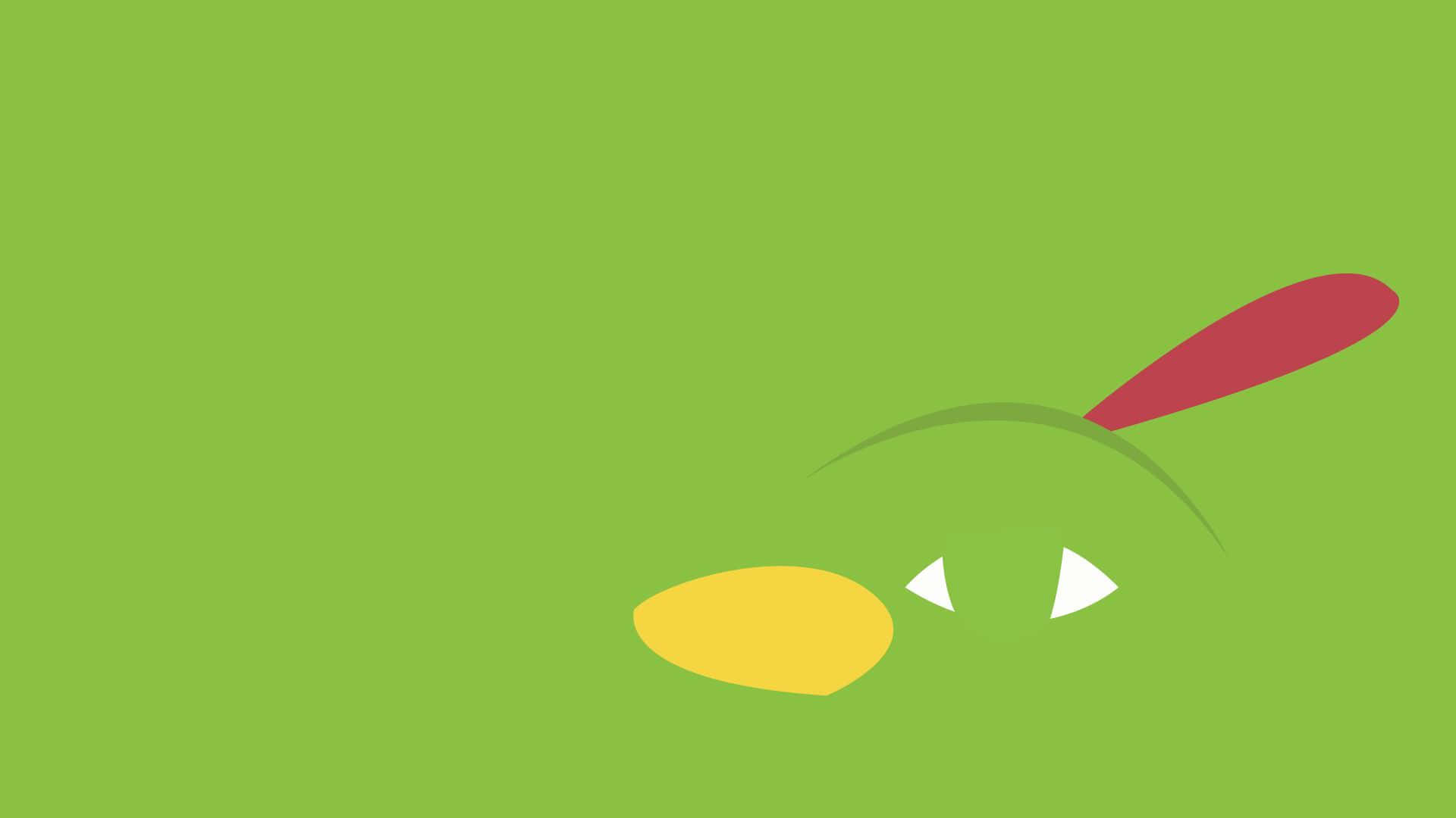 Xatu, green cartoon bird, yellow beak, Full HD Desktop Wallpaper