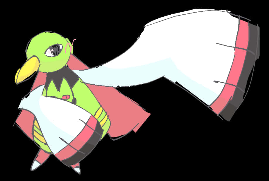 Xatu, green bird-like creature, yellow beak, SD Desktop Wallpaper