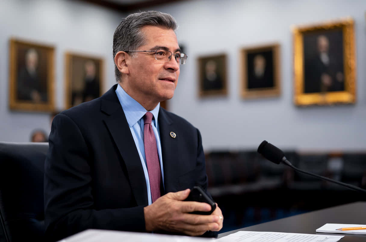Xavier Becerra, dark suit, glasses, SD Desktop Wallpaper