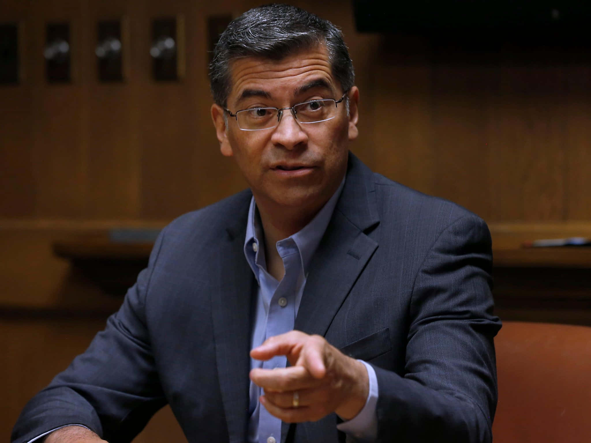 Xavier Becerra, dark suit, glasses, Full HD Desktop Wallpaper