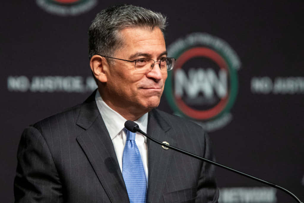 Xavier Becerra, dark suit, blue tie, SD Desktop Wallpaper