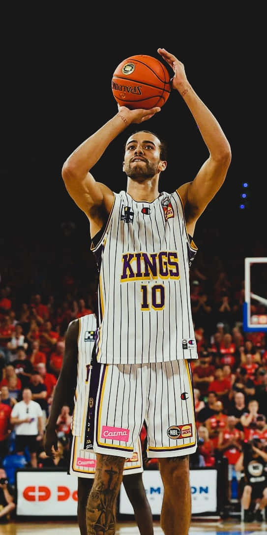 Xavier Cooks, white pinstripe Kings jersey, basketball player, SD Phone Wallpaper