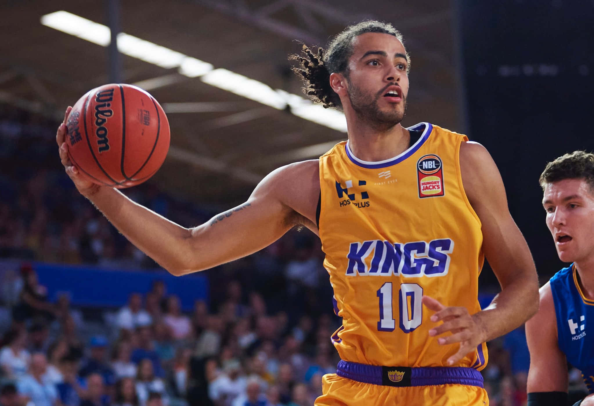 Xavier Cooks, yellow Kings jersey, basketball player, Full HD Desktop Wallpaper