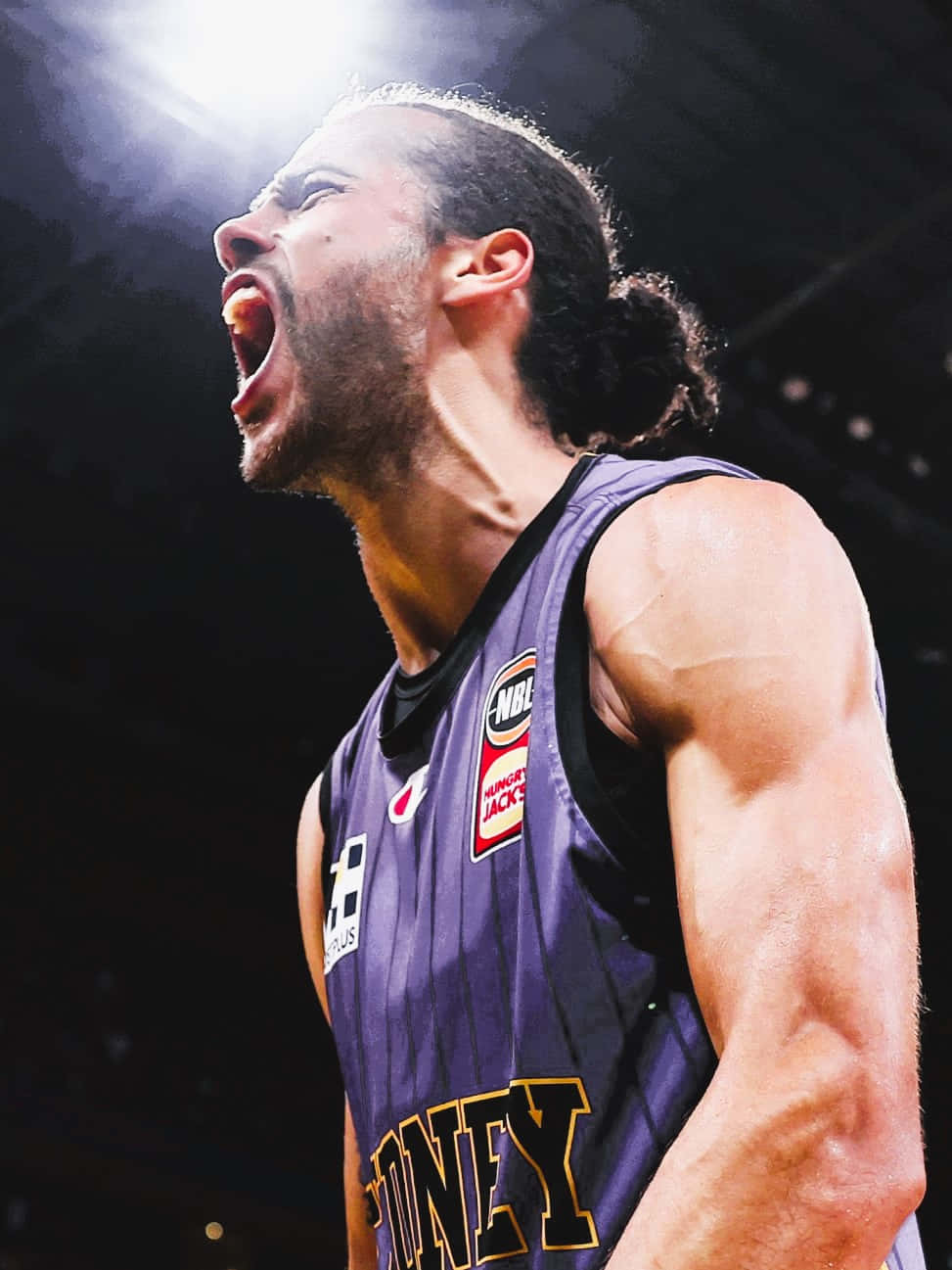 Xavier Cooks, purple jersey, arena lights, HD Phone Wallpaper