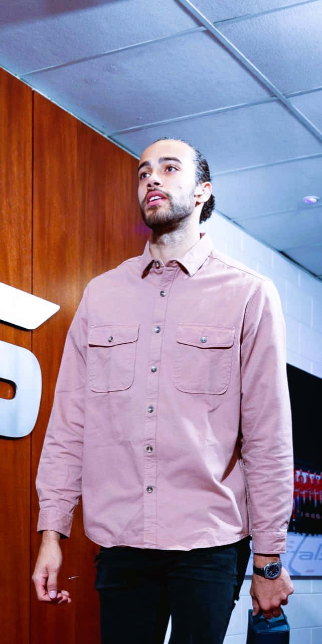 Xavier Cooks, pink button-up shirt, indoors, HD Phone Wallpaper