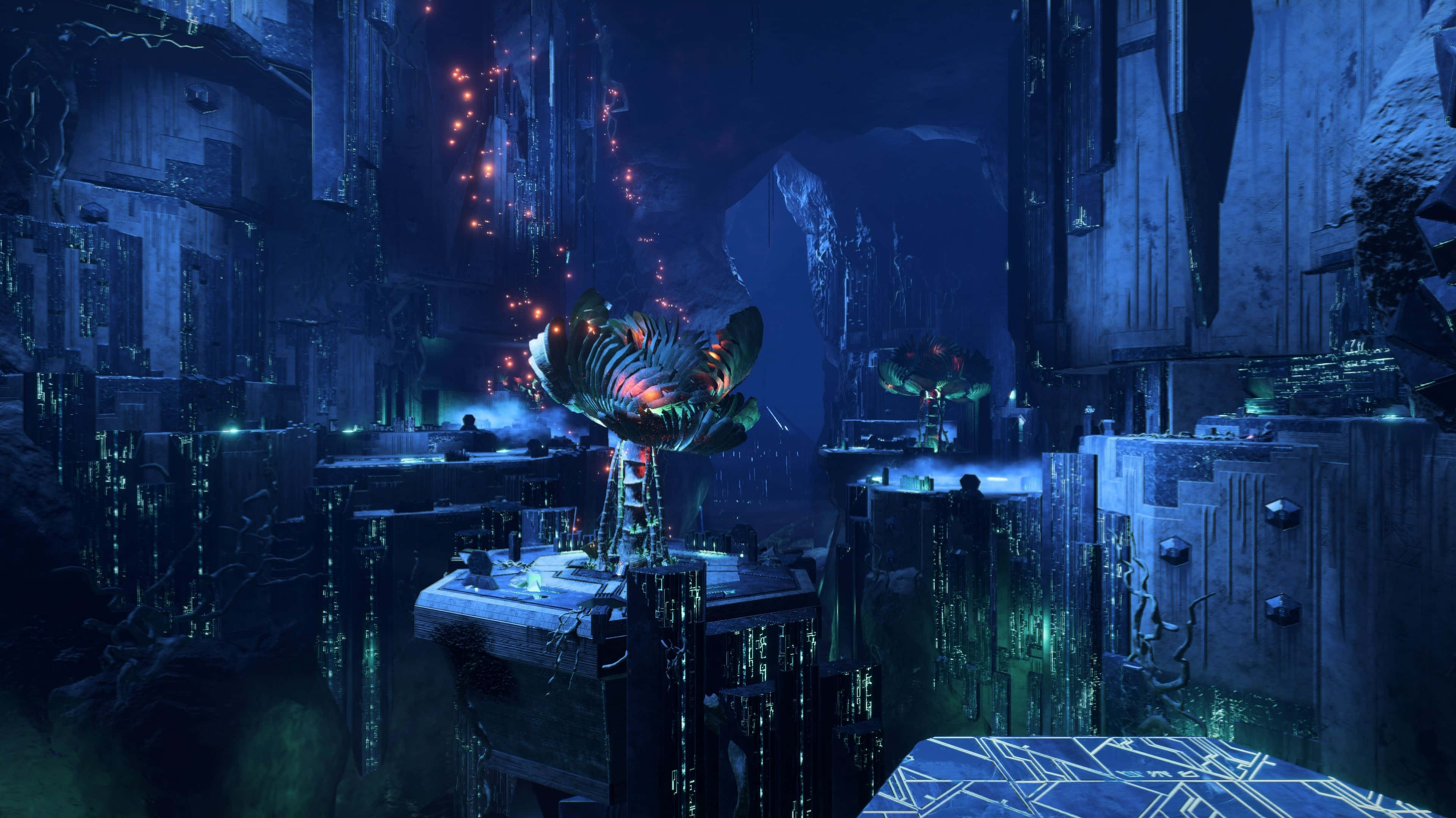 Xbox Games, neon data streams, glowing alien plant, 4K Desktop Wallpaper