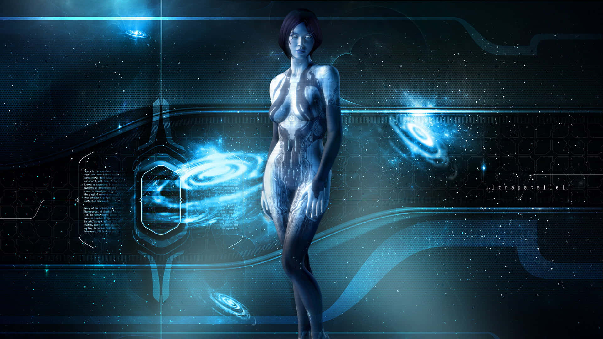 Xbox Games, futuristic woman, glowing blue circuitry, Full HD Desktop Wallpaper