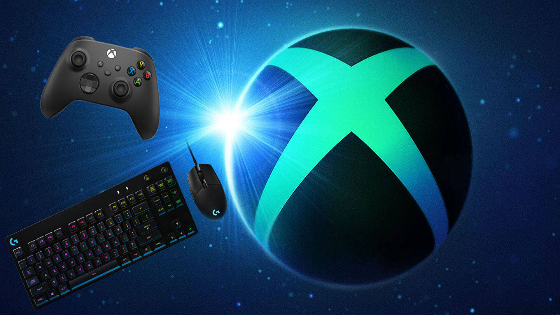 Xbox One X, Xbox logo, starry cosmic backdrop, Full HD Desktop Wallpaper