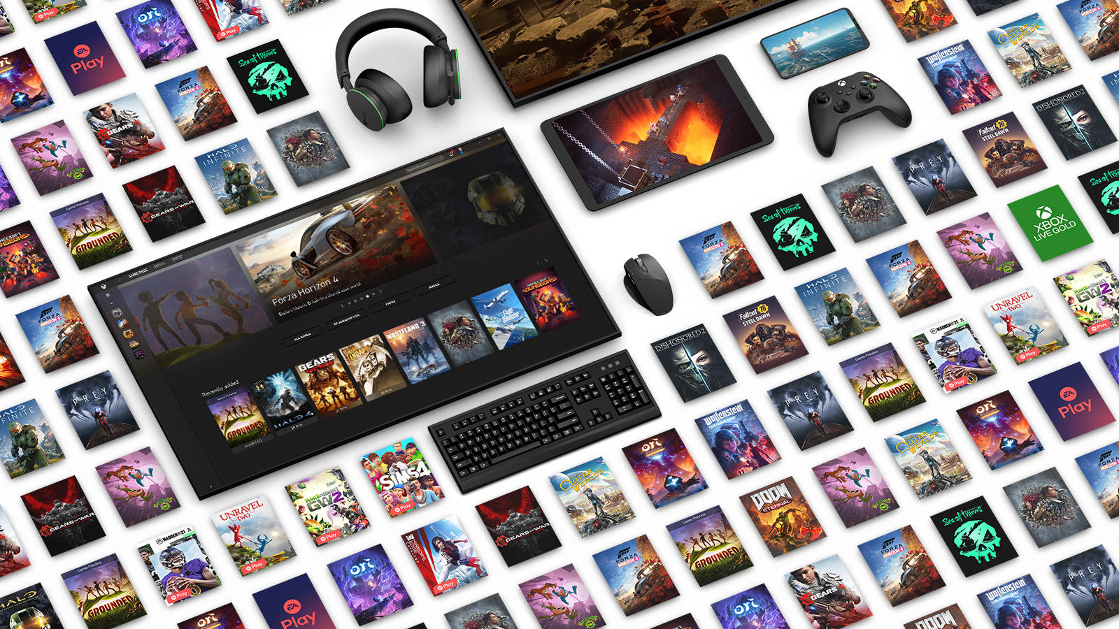Xbox One X, gaming setup, monitor, HD Desktop Wallpaper