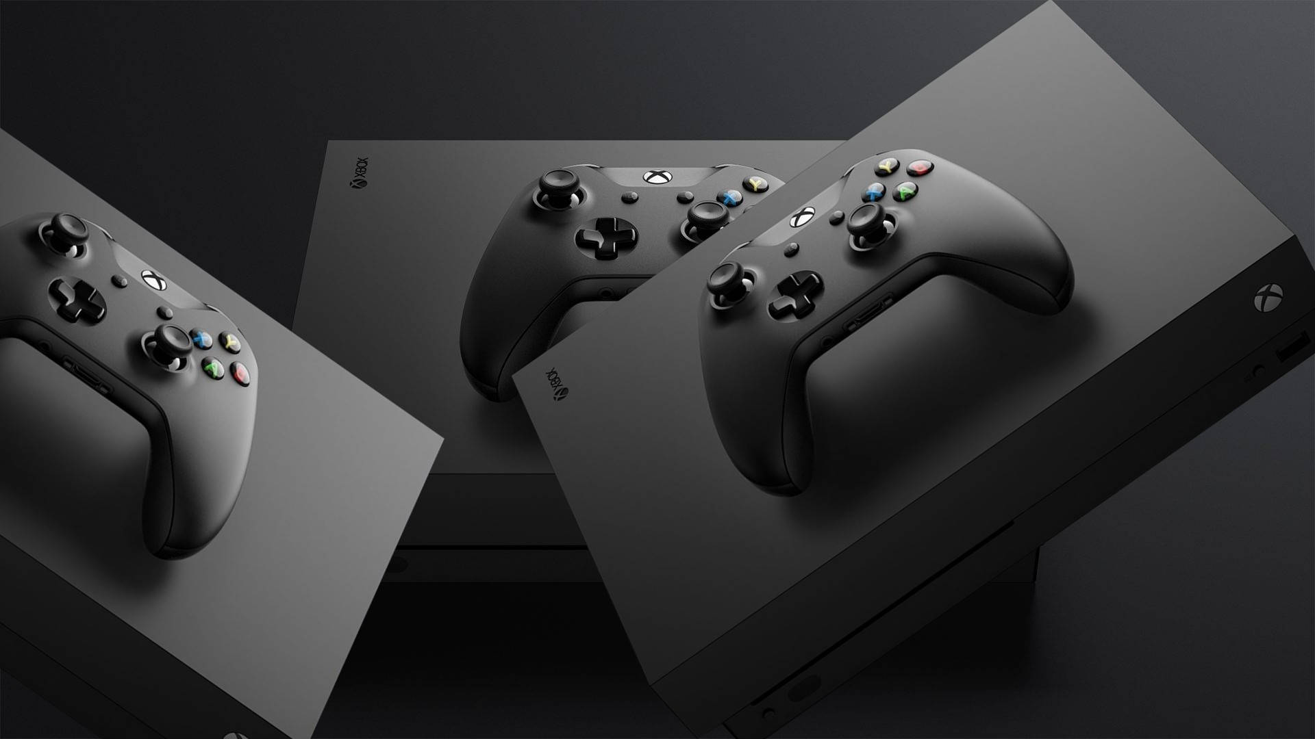 Xbox One X, sleek black, minimalist studio shot, Full HD Desktop Wallpaper