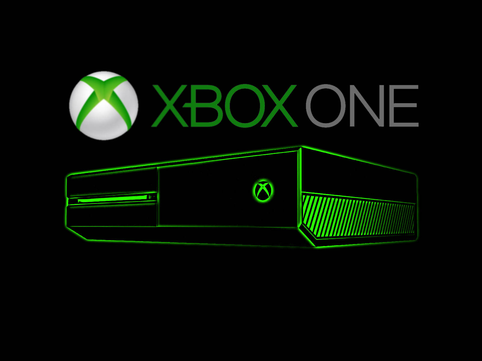 Xbox One X, black, green, HD Desktop Wallpaper