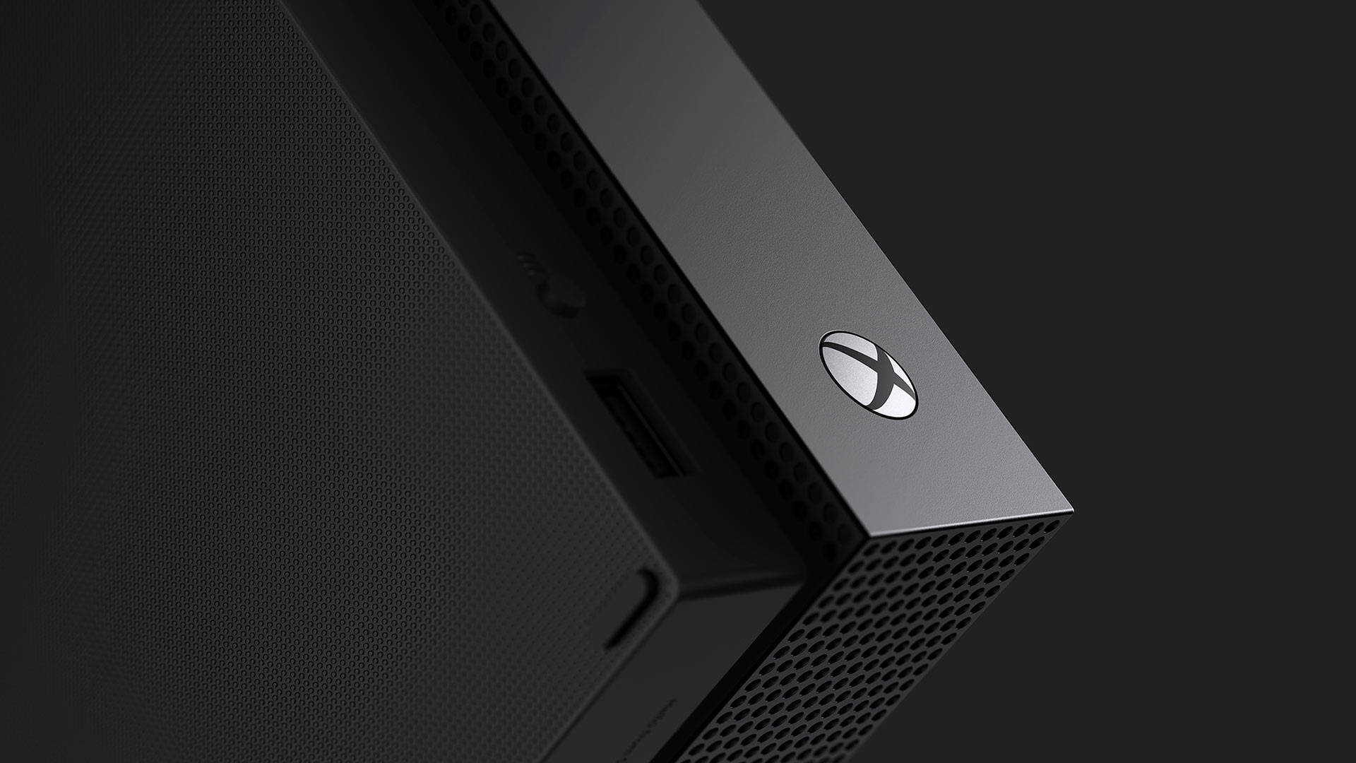 Xbox One X, sleek black, perforated vents, Full HD Desktop Wallpaper