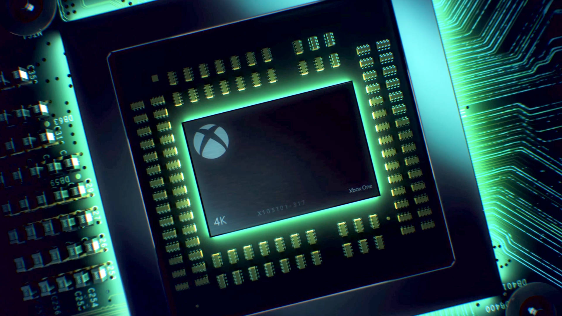 Xbox One X, green light, 4K gaming chip, Full HD Desktop Wallpaper