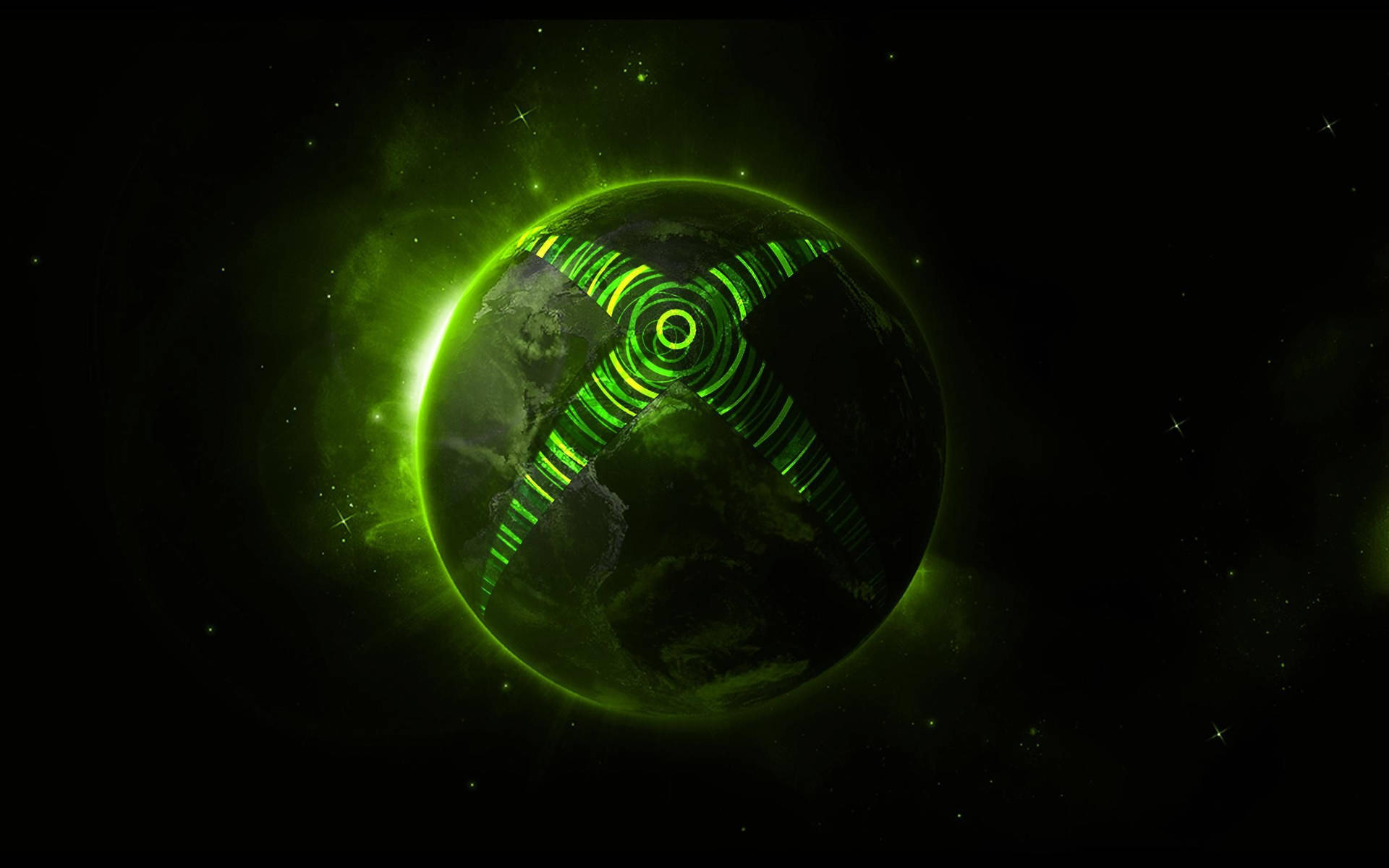 Xbox One X, luminous green, logo, Full HD Desktop Wallpaper