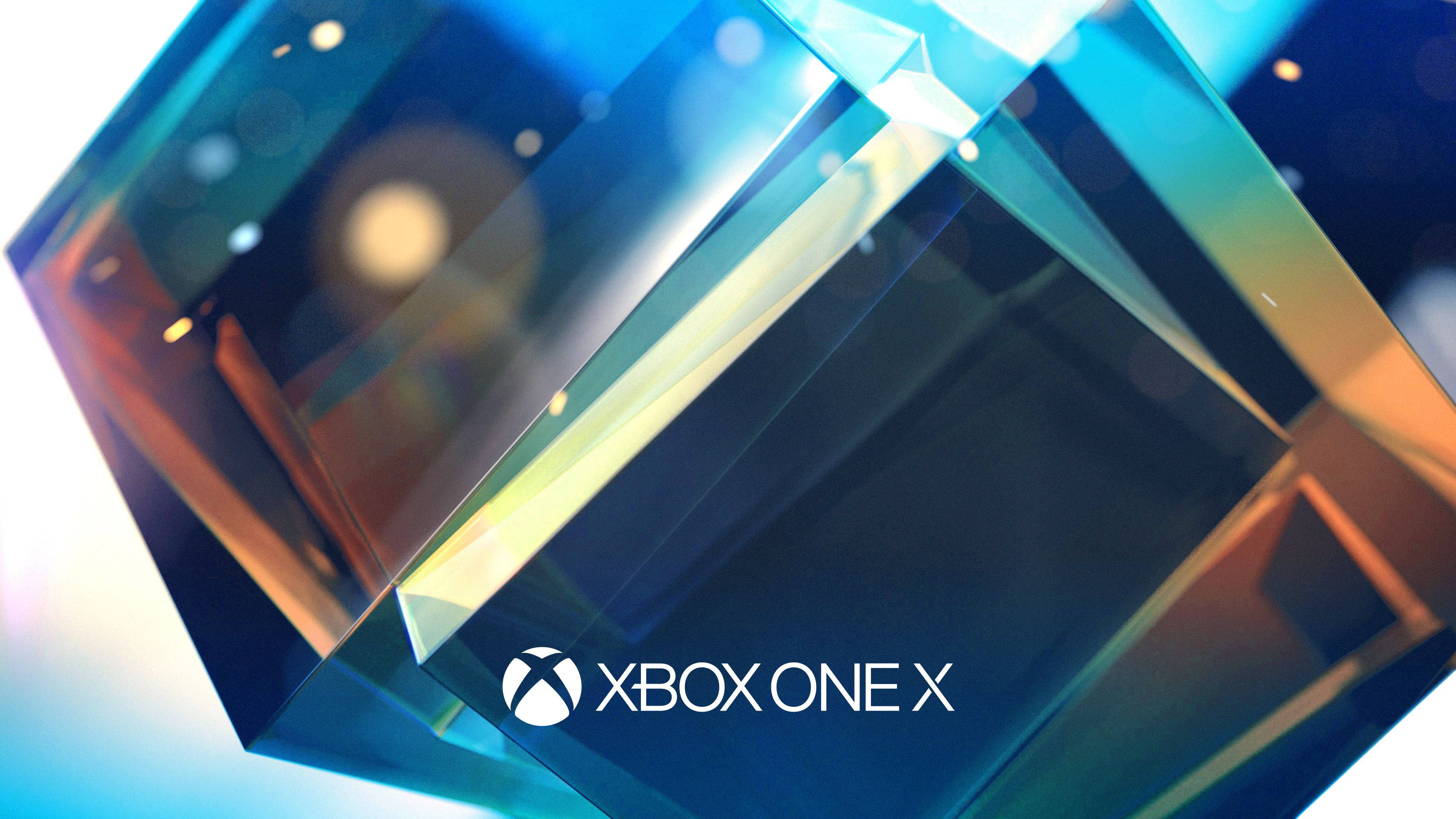 Xbox One X, vibrant blue, gold, 4K Desktop Wallpaper