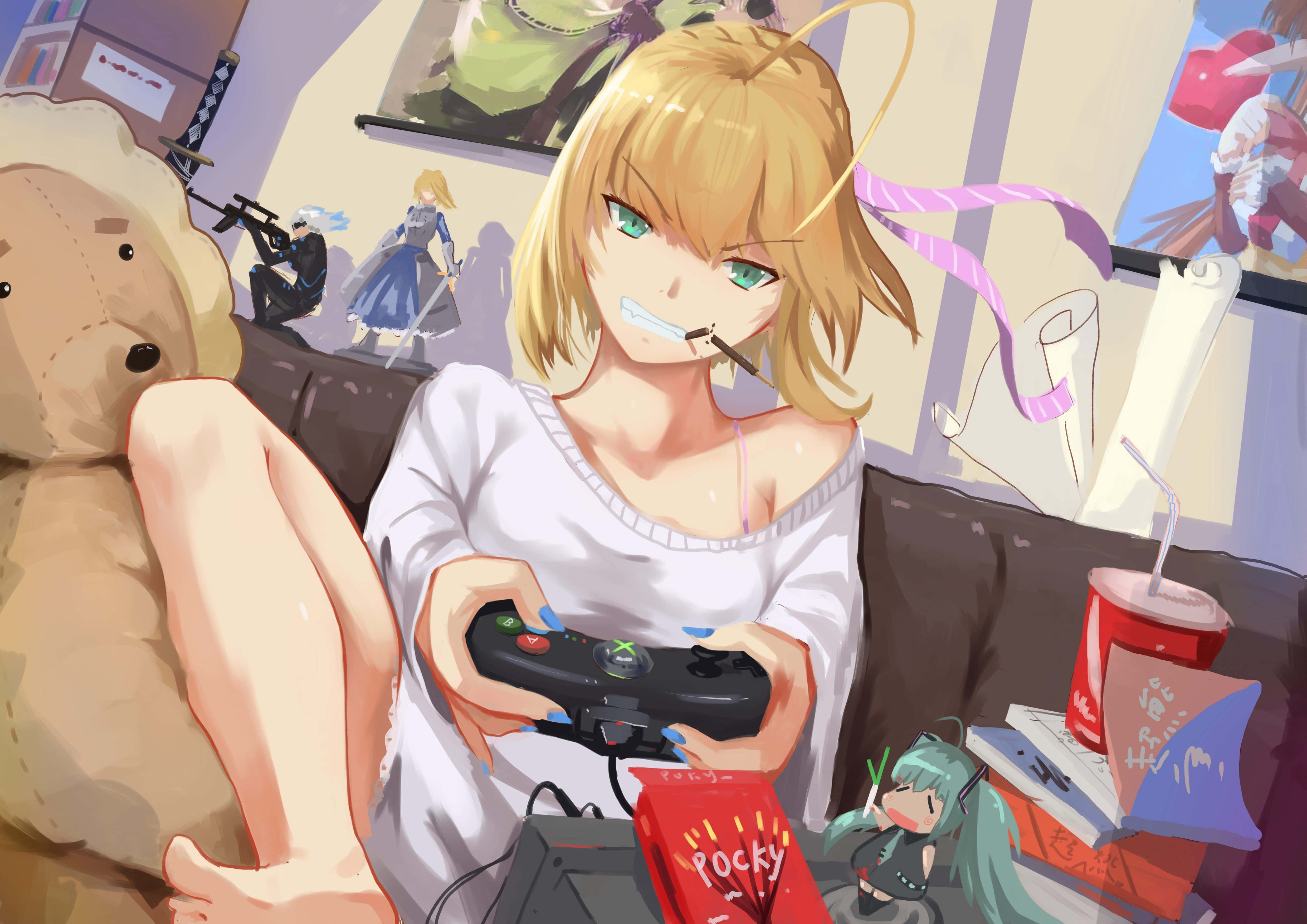 Xbox Pfp, anime girl, blonde, 4K Desktop Wallpaper