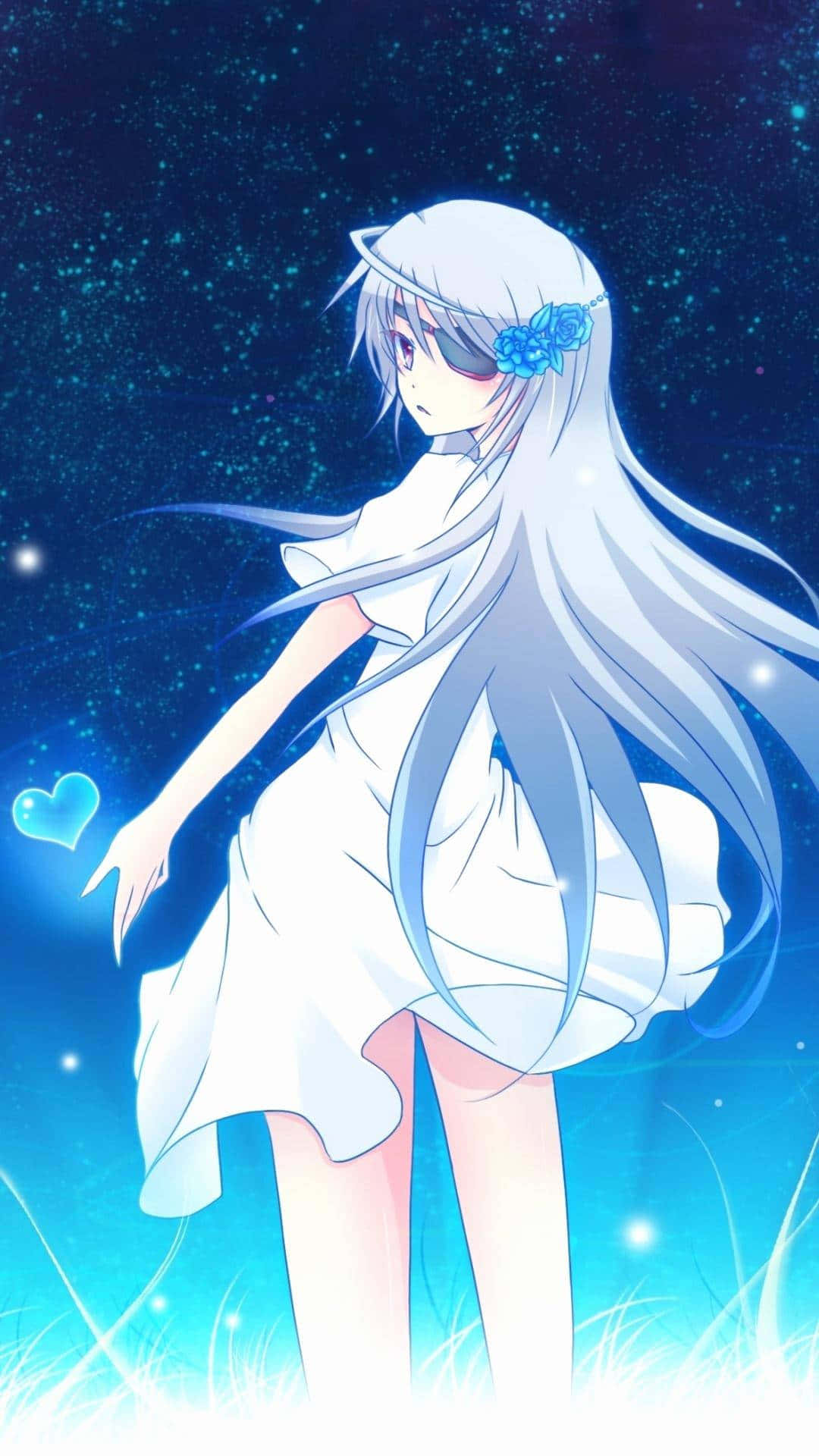 Xbox Pfp, silver hair, blue flower, Full HD Phone Wallpaper
