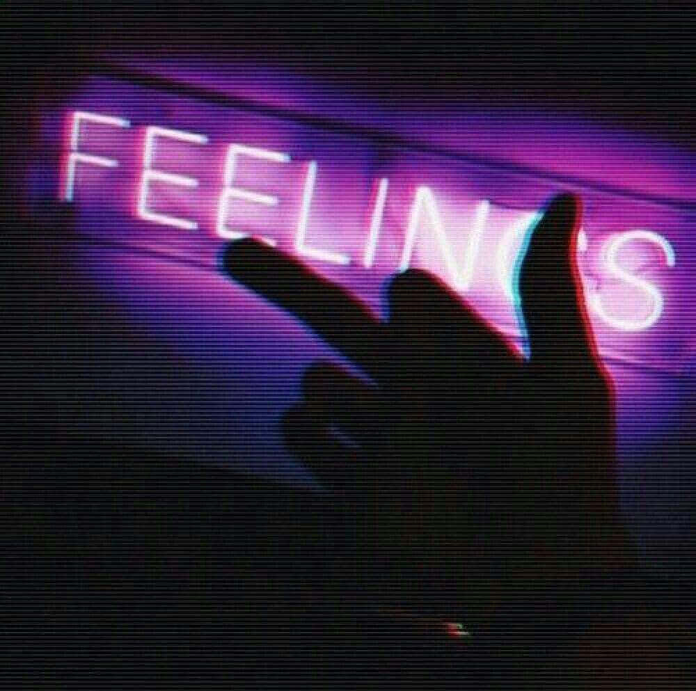 Xbox PFP, glowing purple neon sign, FEELINGS, SD Desktop Wallpaper