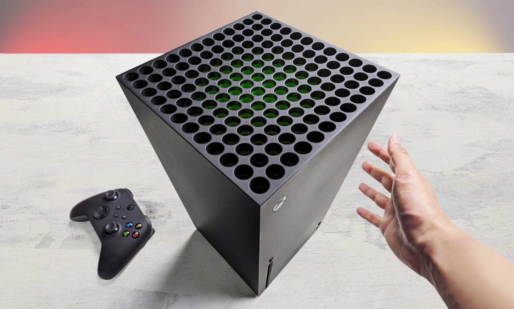 Xbox Series X, black, glowing green internals, Full HD Desktop Wallpaper