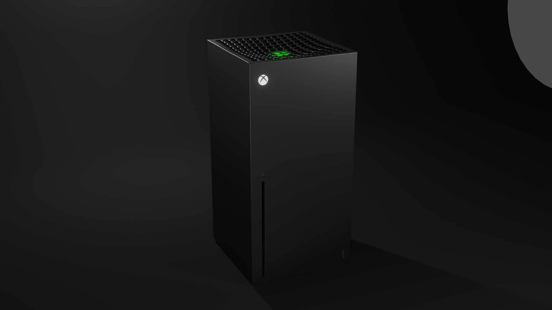 Xbox Series X, black, glowing green power light, Full HD Desktop Wallpaper