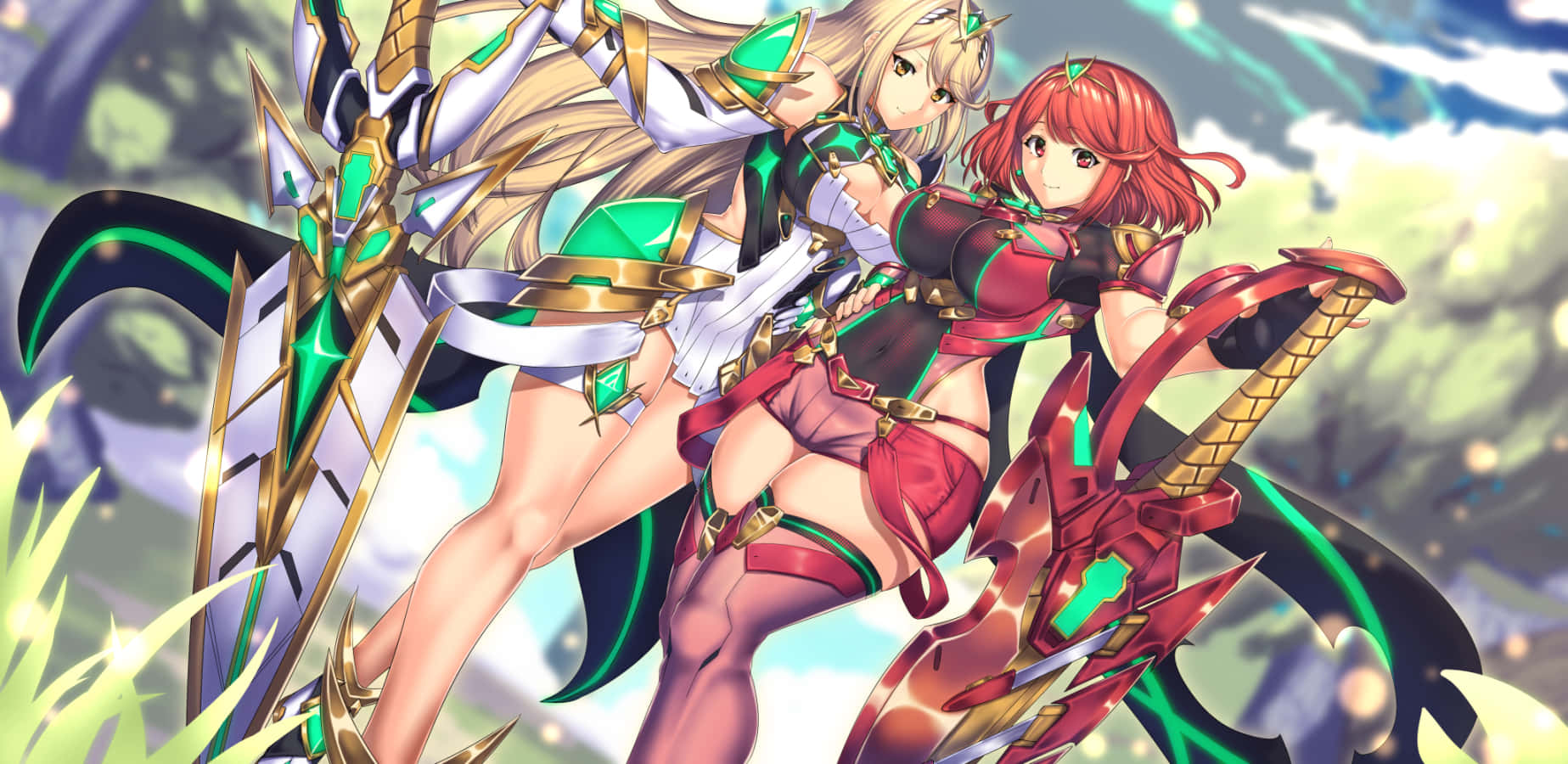 Xenoblade, anime girls, swords, HD Desktop Wallpaper