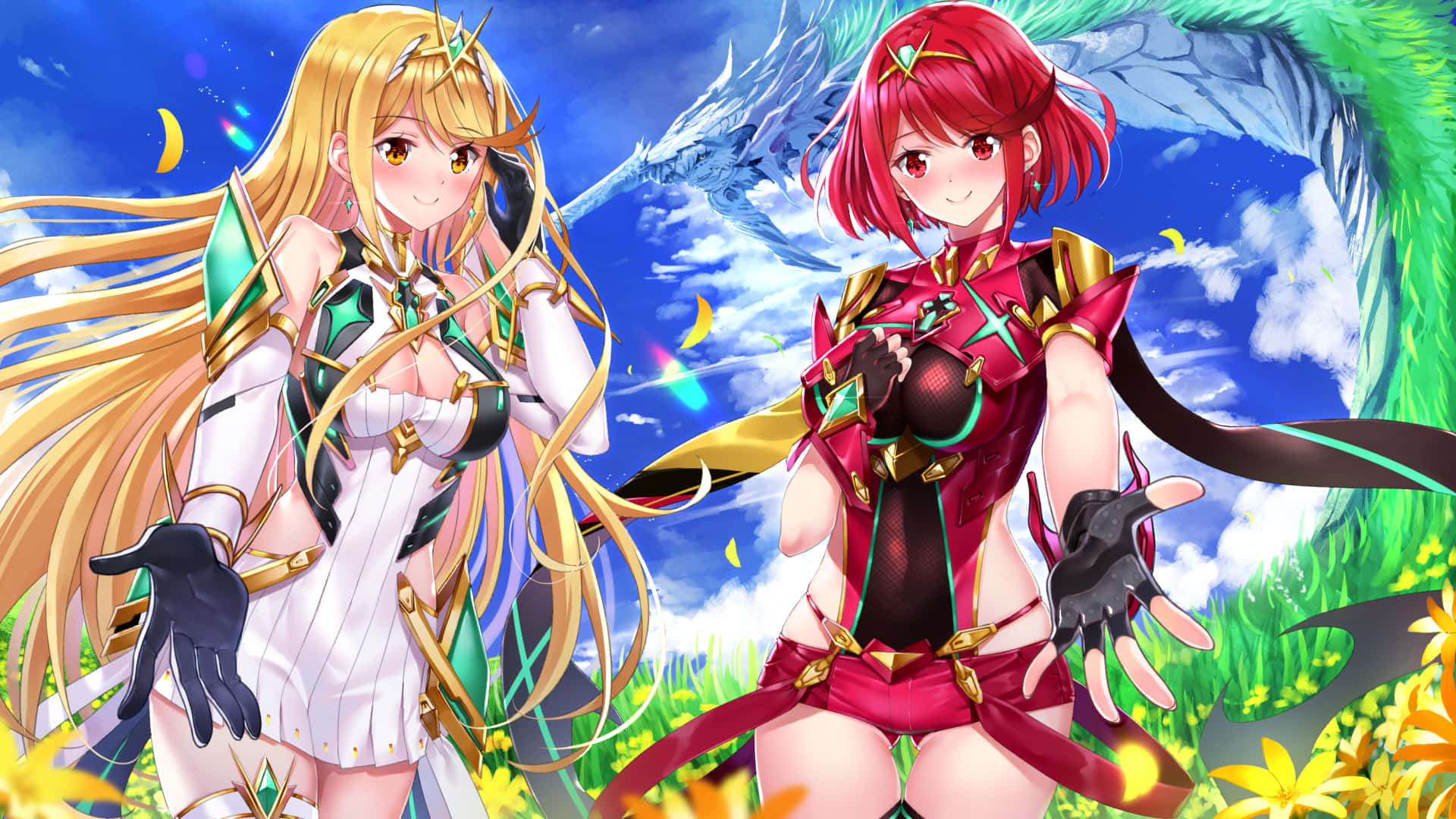 Xenoblade, anime girls, wings, Full HD Desktop Wallpaper