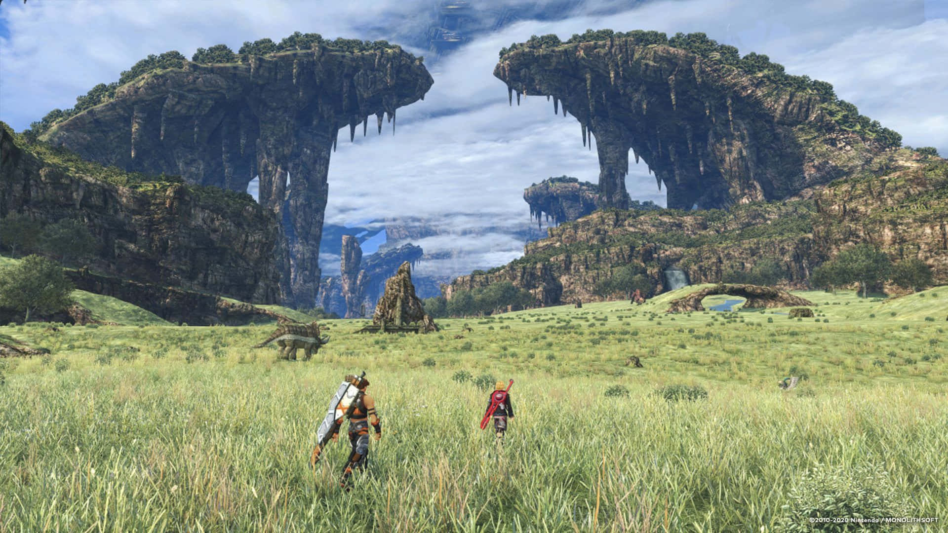 Xenoblade, floating islands, grassy plain, Full HD Desktop Wallpaper