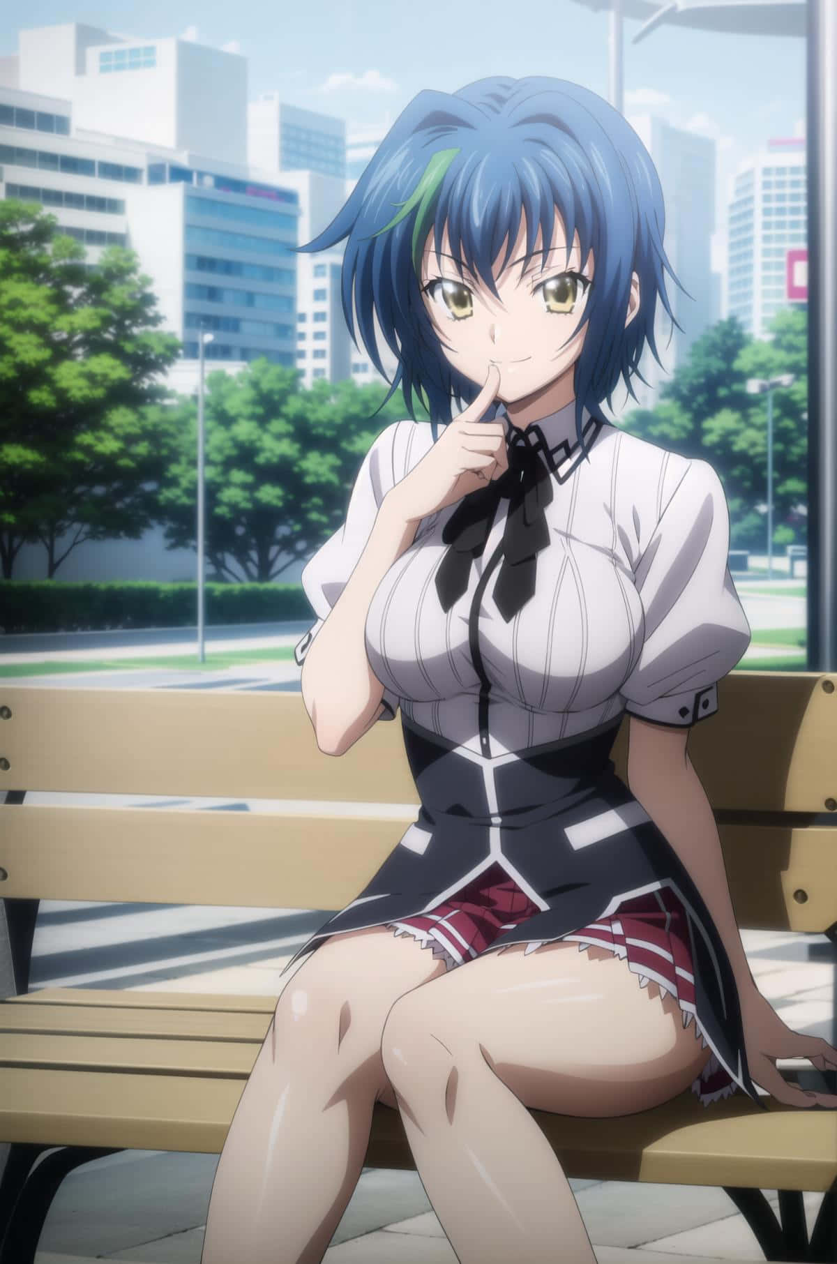 Xenovia Quarta, blue-haired, school uniform, HD Phone Wallpaper