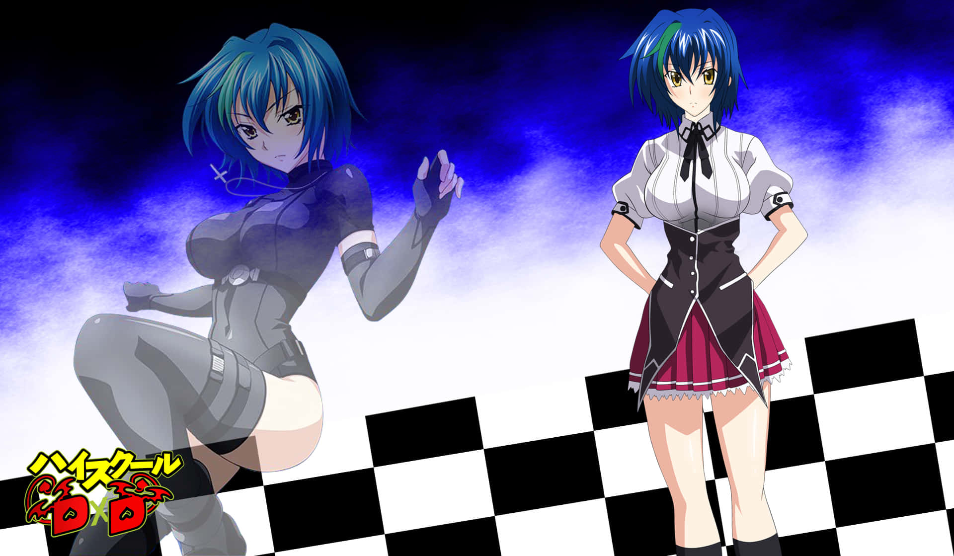 Xenovia Quarta, dark bodysuit, school uniform, Full HD Desktop Wallpaper