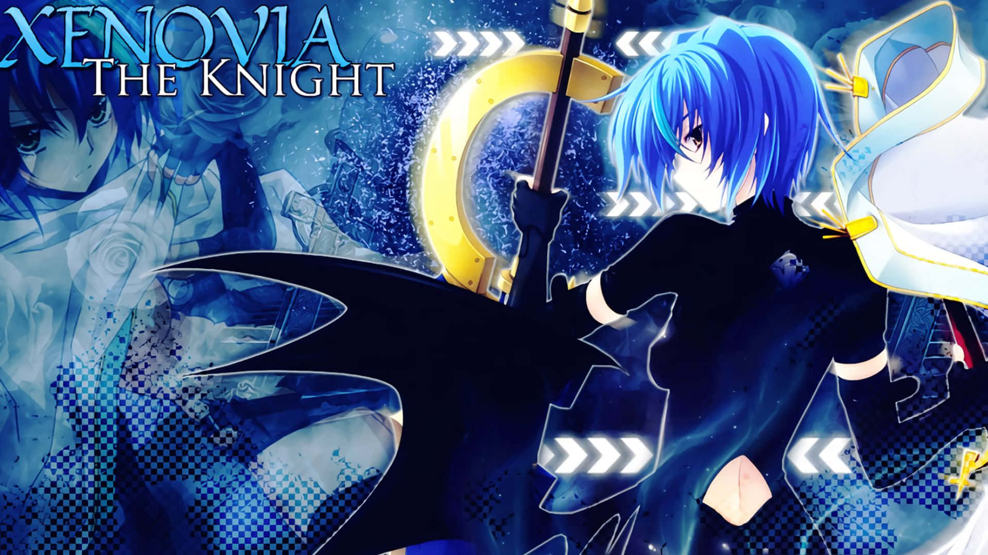 Xenovia Quarta, blue-haired anime knight, dark armor, Full HD Desktop Wallpaper
