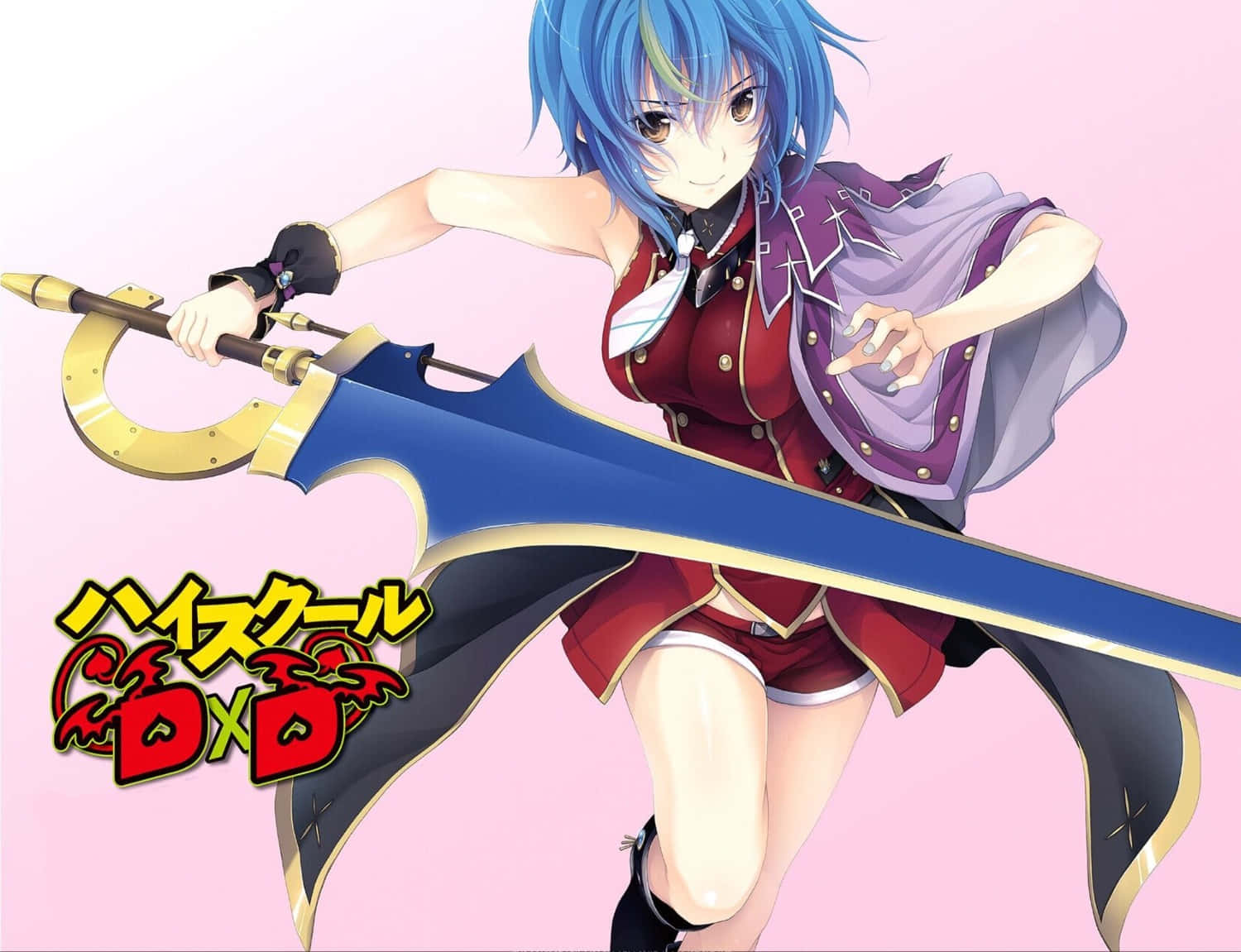 Xenovia Quarta, blue-haired, red and purple outfit, HD Desktop Wallpaper