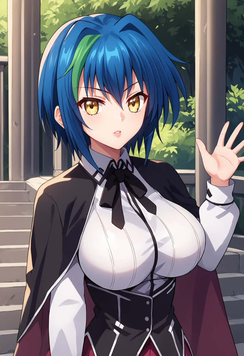 Xenovia Quarta, blue-haired, golden eyes, SD Phone Wallpaper