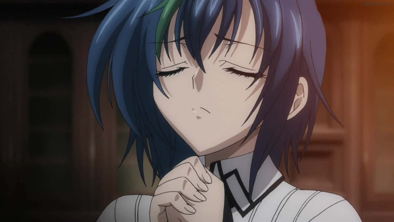 Xenovia Quarta, blue-haired, closed eyes, HD Desktop Wallpaper