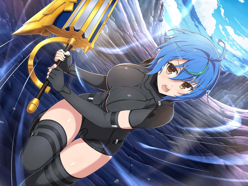 Xenovia Quarta, blue-haired, black gear, SD Desktop Wallpaper