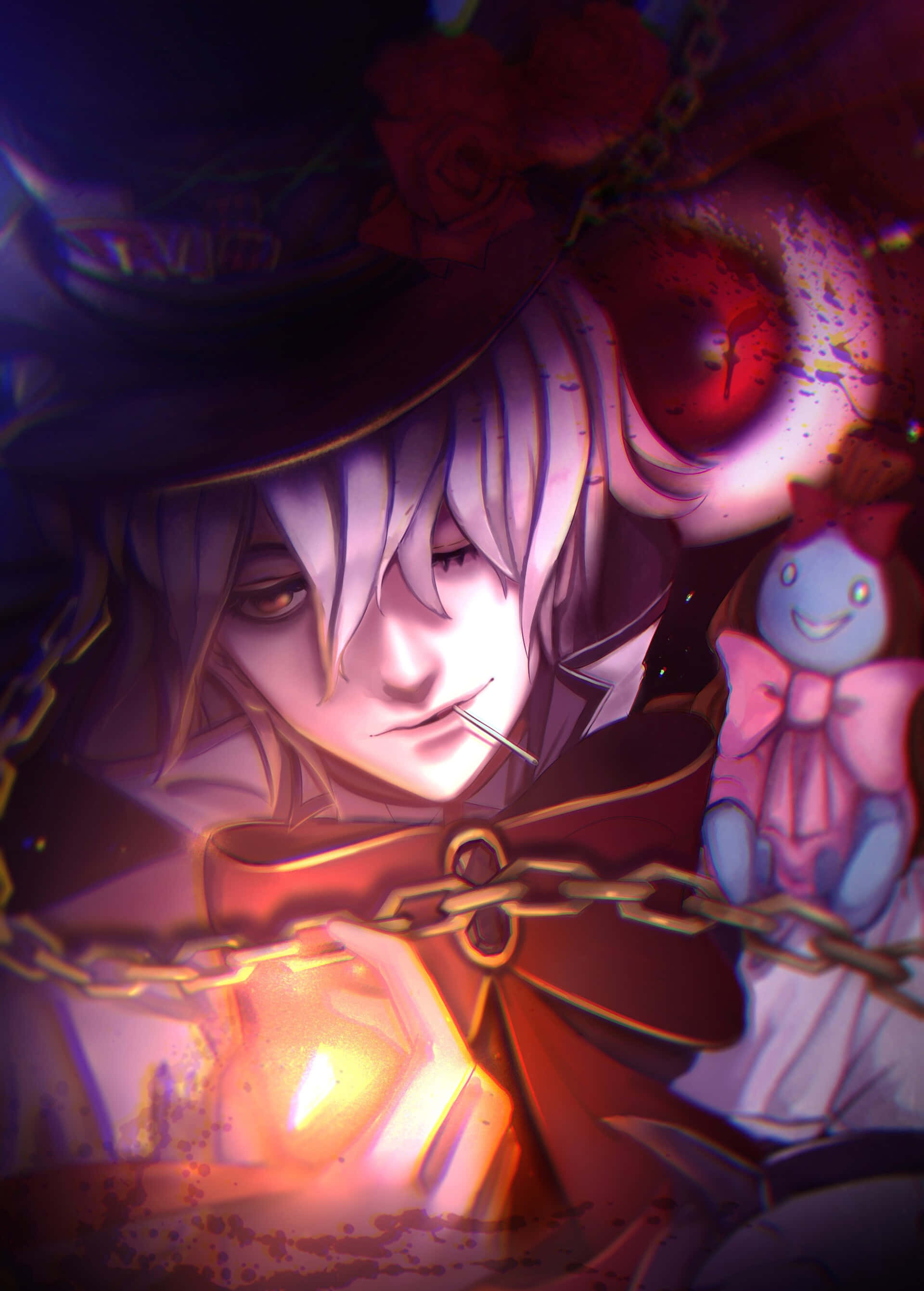 Xerxes Break, silver hair, top hat, 2K Phone Wallpaper