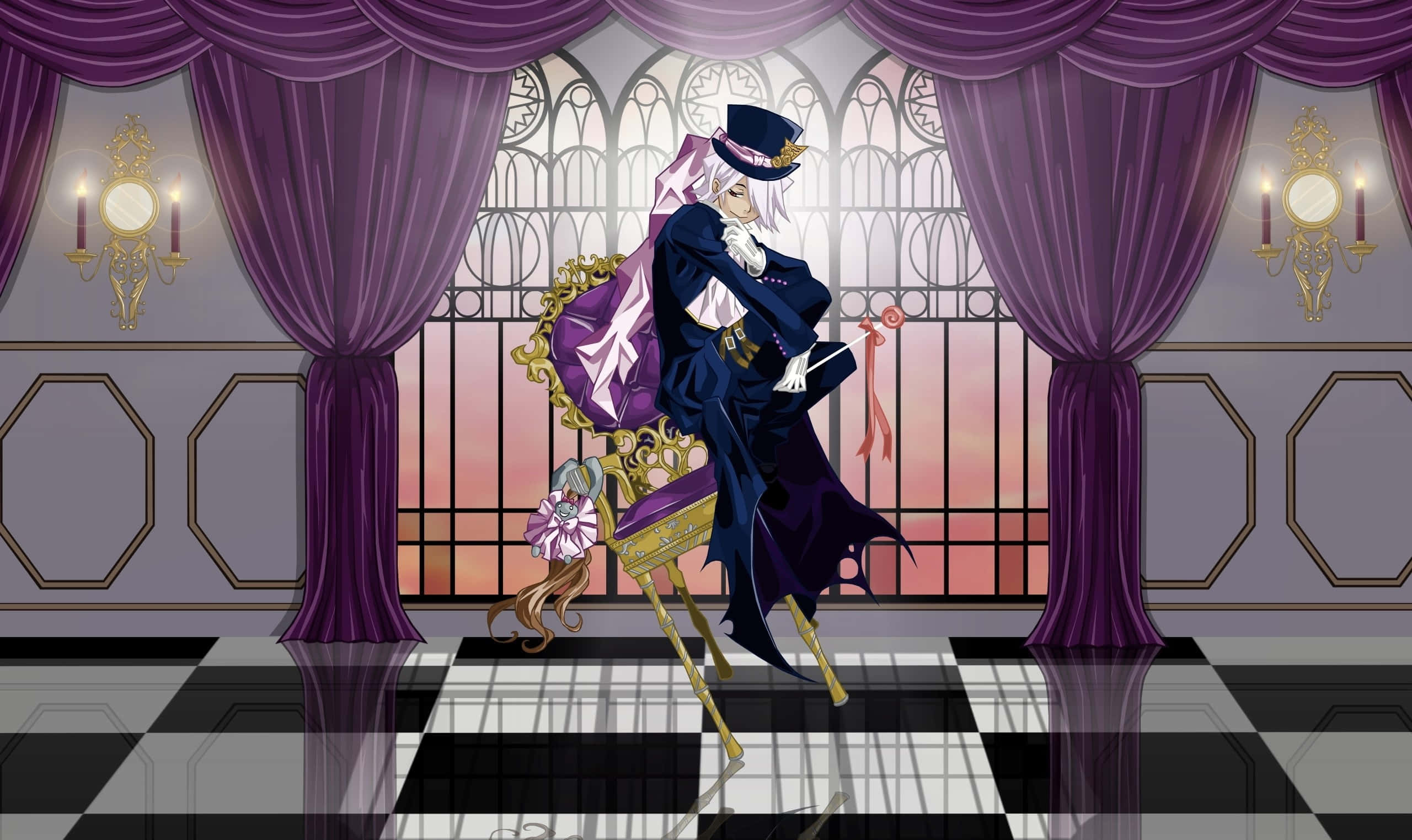 Xerxes Break, dark blue coat, top hat, 2K Desktop Wallpaper