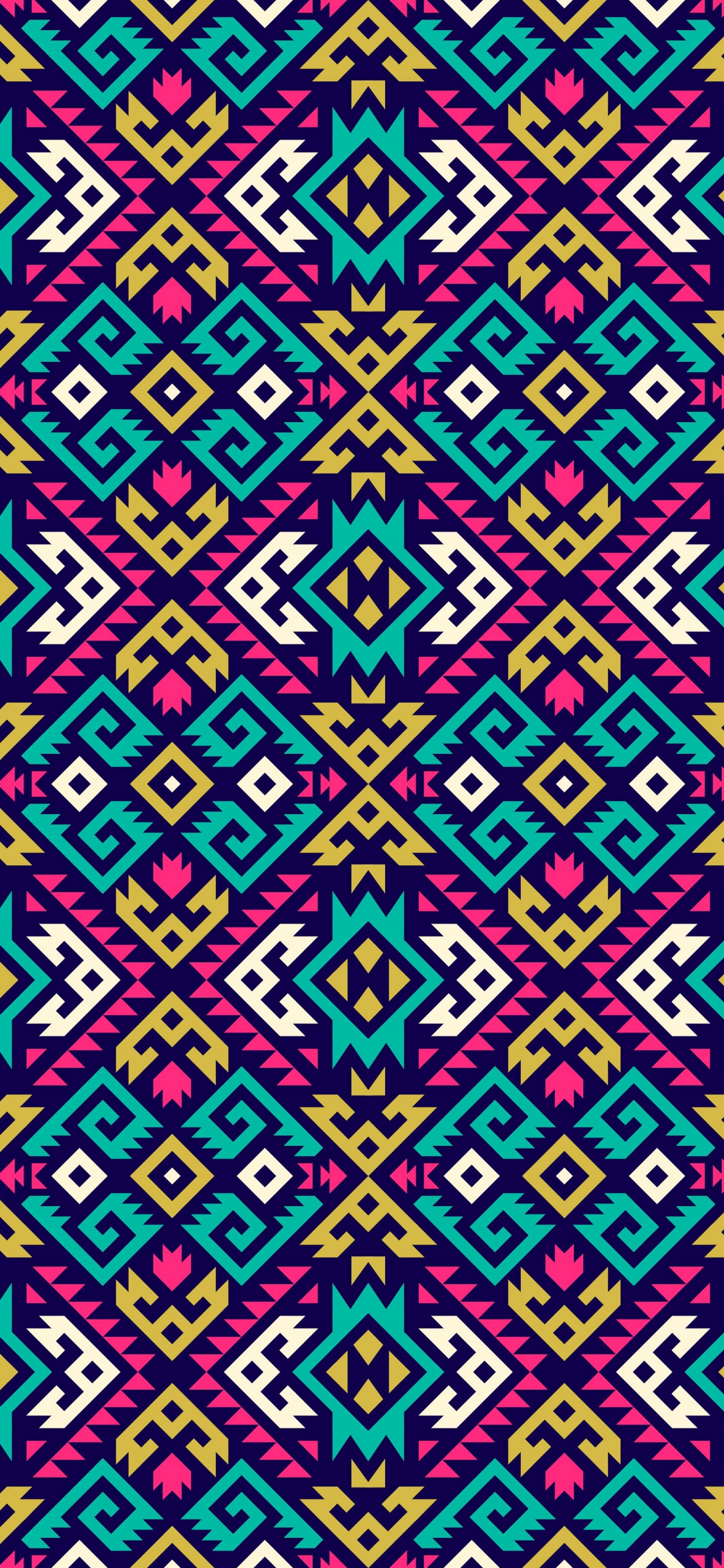 Xiaomi Redmi Note 9, batik design art, geometric tribal pattern, 2K Phone Wallpaper