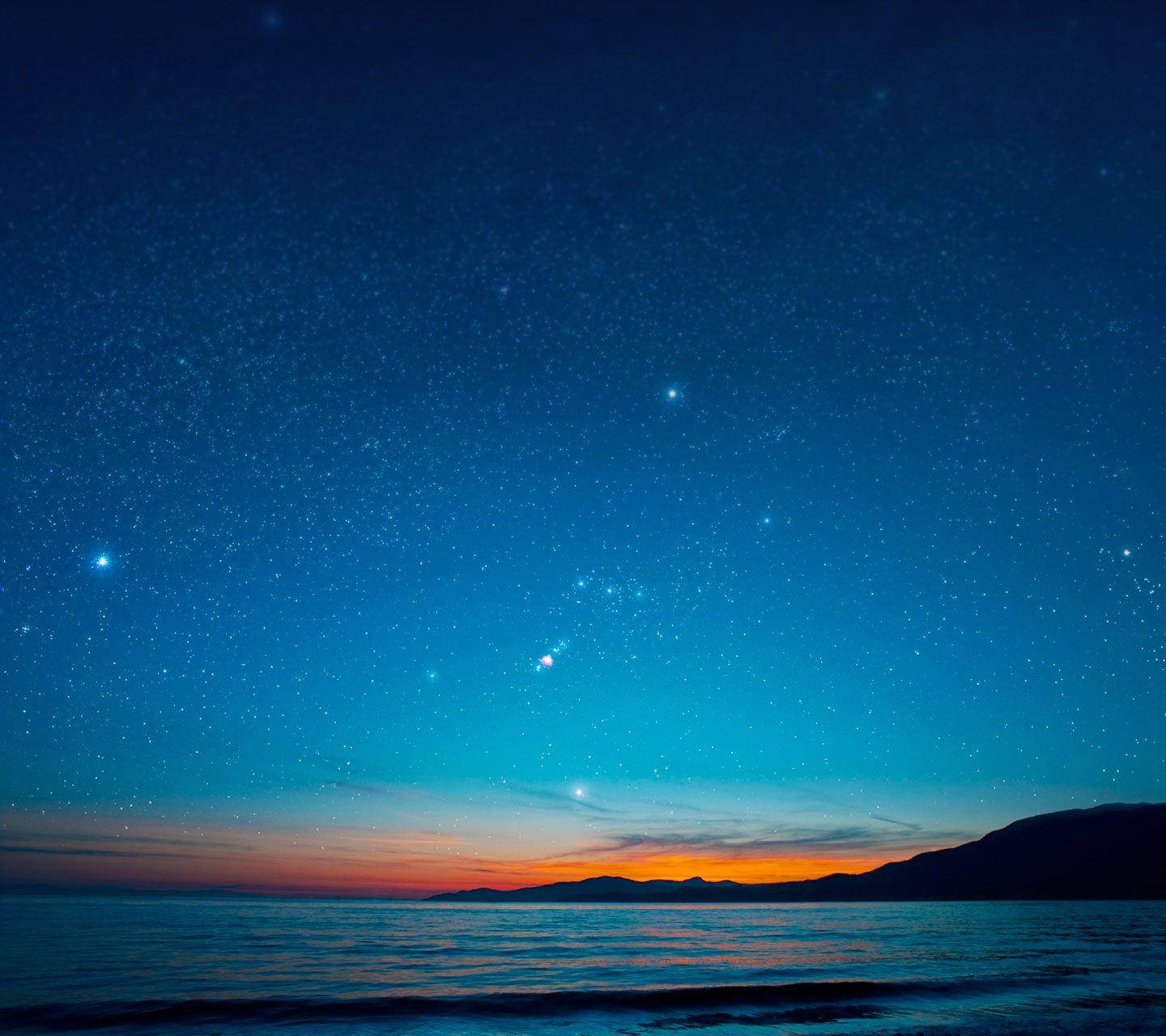 Xiaomi, Ocean Night Sky, starry night sky, HD Desktop Wallpaper
