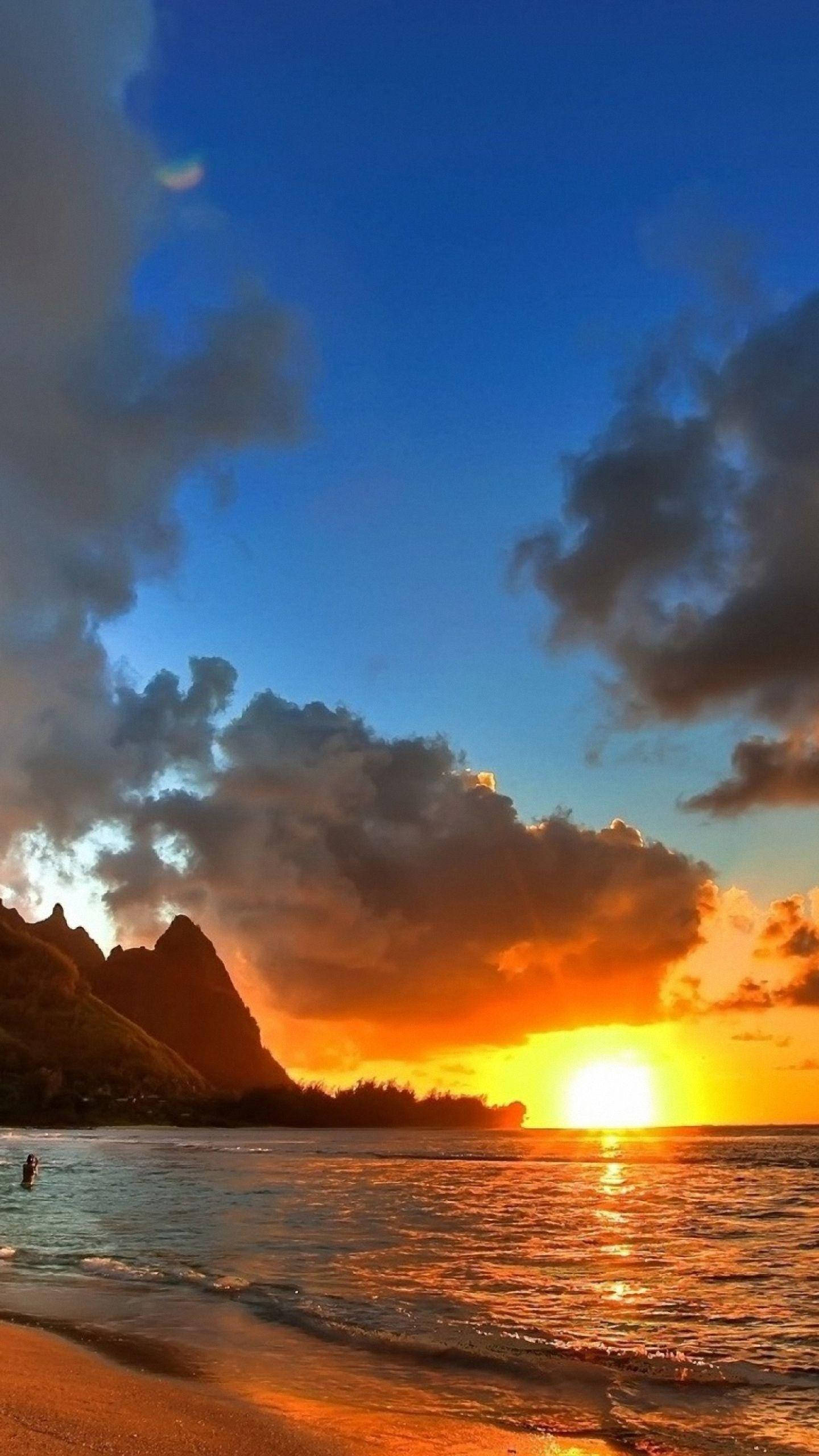 Xiaomi, sunset, sea, 2K Phone Wallpaper
