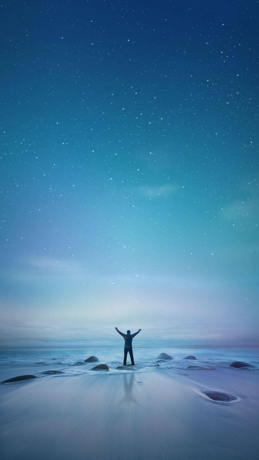 Xiaomi Man, beach, starlit, Full HD Phone Wallpaper