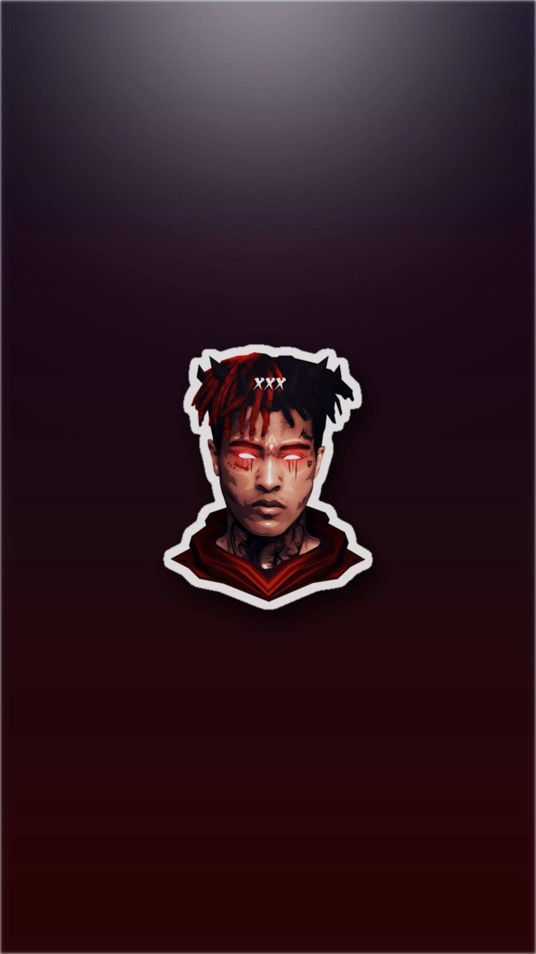 XX Tentacion, red eyes, black red hair, Full HD Phone Wallpaper