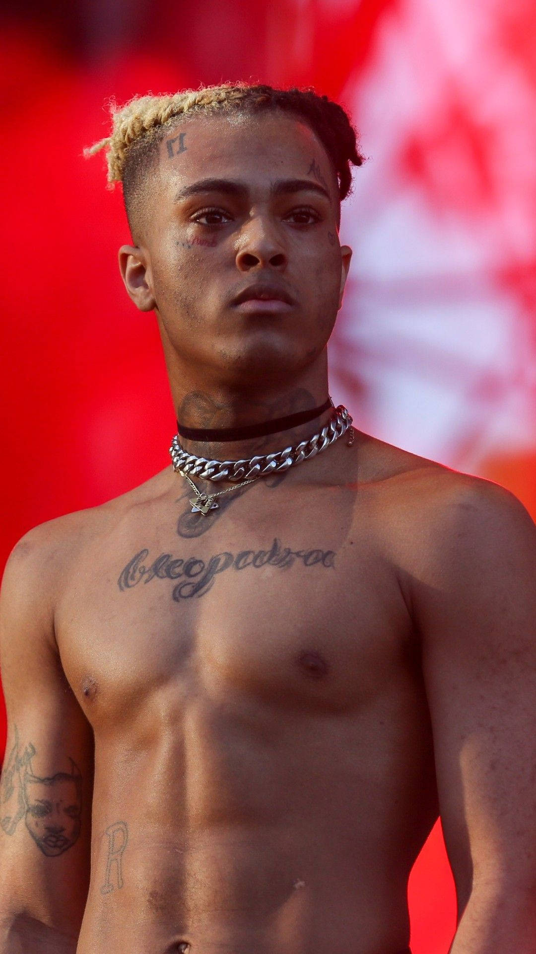 XX Tentacion, blonde braids, chest tattoo, Full HD Phone Wallpaper