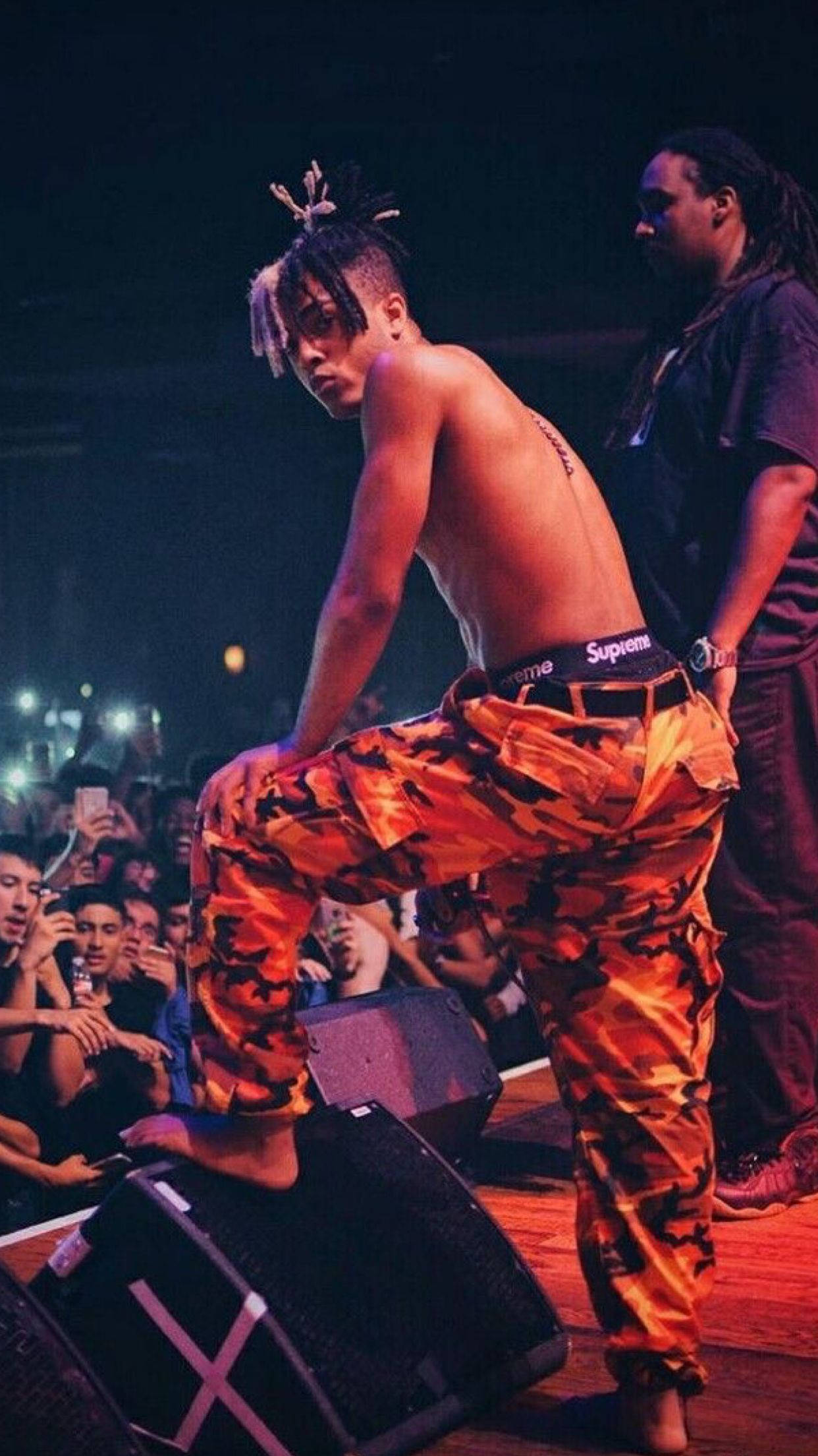 XX Tentacion, concert performance, orange camouflage pants, Full HD Phone Wallpaper