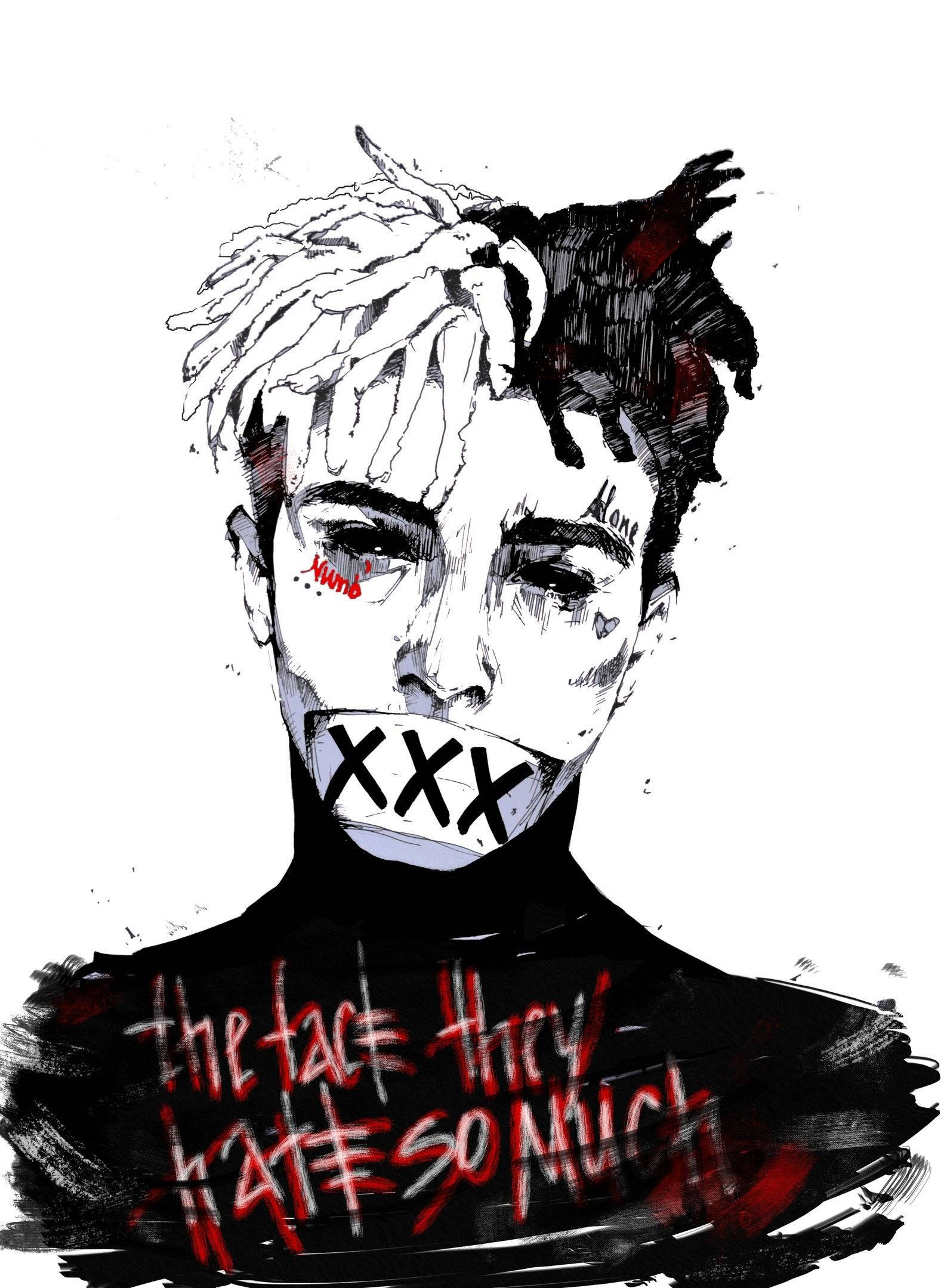 XX Tentacion, dreadlocks, gag over their mouth, Full HD Phone Wallpaper