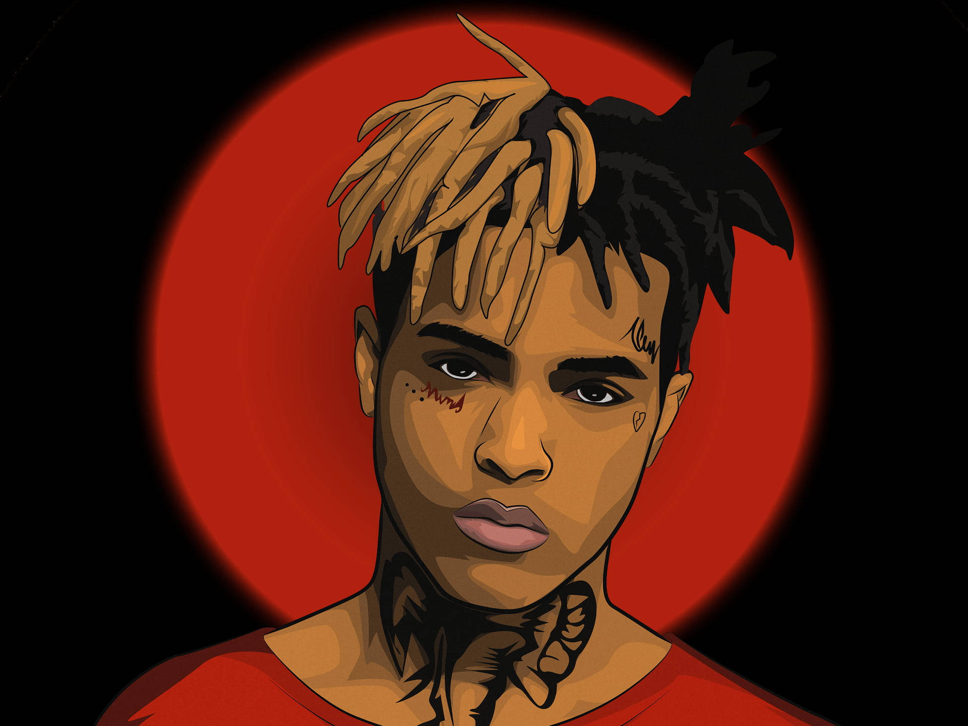 XX Tentacion, red, black, Full HD Desktop Wallpaper